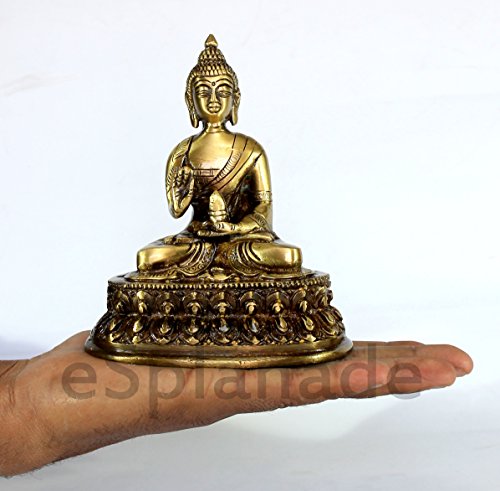 Esplanade Brass Buddha Meditating Buddha Showpiece Statue Figurine Murti