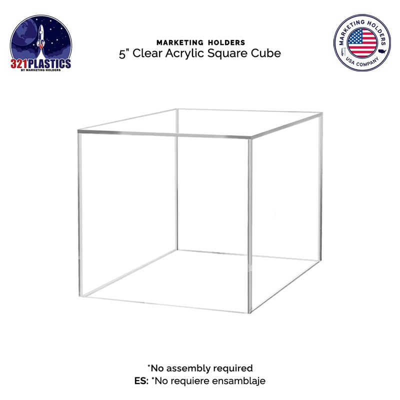 5 INch Acrylic Display Riser Box with One Open Side No Lid Versatile Clear Square Lucite