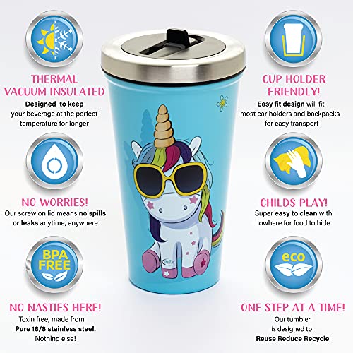 Monster Kids Cups With Straws 16oz Screw Steel Double Wall