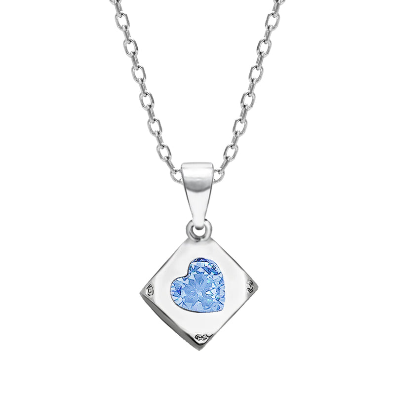 GIVA Women’s 925 Hypoallergenic White Heart Cube Pendant with Link Chain Necklace for Girl and Women Chain Pendants with Certificate of Authenticity and 925 Stamp Jewelry Gifts for Women (Sky blue)