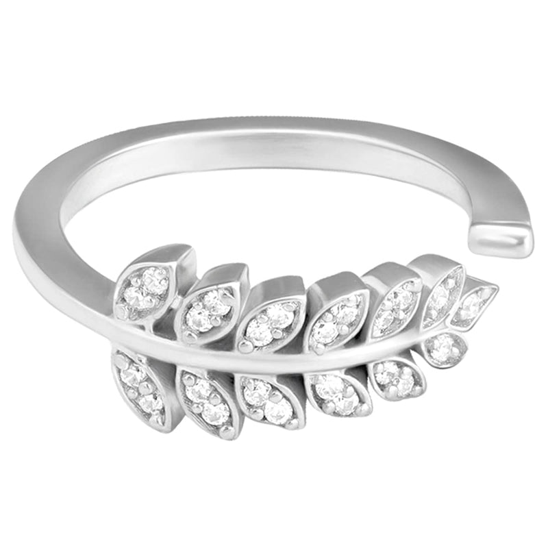 GIVA 925 Sterling Silver Hypoallergenic Silver Fronds Zircon Ring for Women Anniversary Birthday Gifts