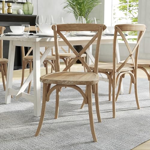 Flash Furniture Advantage Medium Natural With White Grain X Back Chair