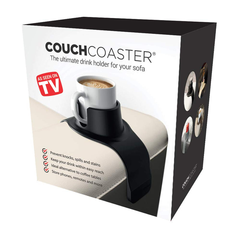 Couch Coaster Patented Armrest Cup Holder Weighted Anti Slip Coaster Jet Black