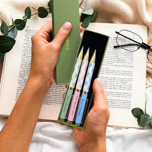 MESMOS 3pk Pastel Ballpoint Pen Set, Inspirational Unique Gifts for Women, Womens Gift, Fancy Pens for Women, Cool Motivational Pens, Nice Writing Pens, Pretty Pens, Boss Lady Office Gift Sets Women