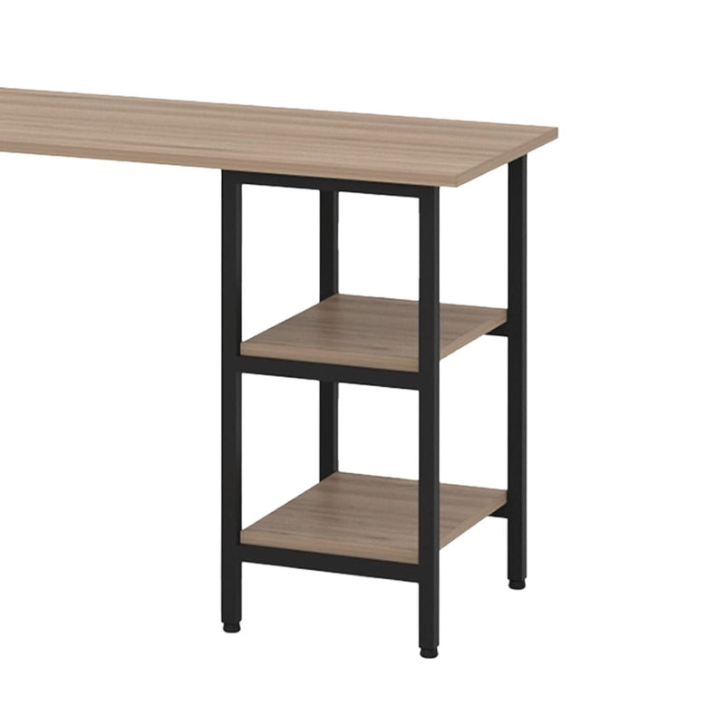 Minimalist desktop inhabits The Shop - Ideal for Home Office - Modern Work Table - 2 Entrapaños on each side - Metal Structure - Covered in MDF and Texturized Laminate (Dark Cafe)