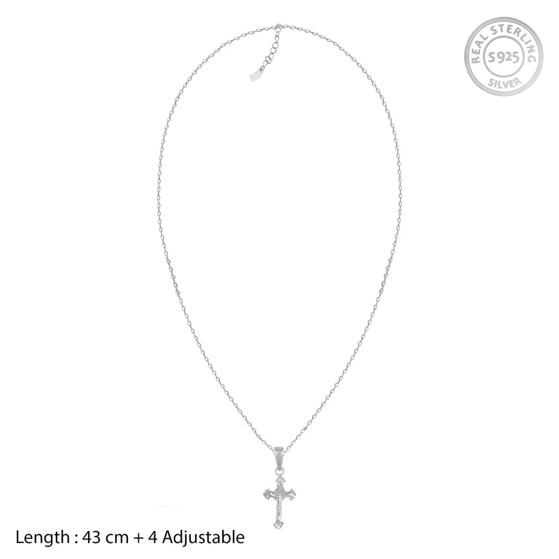 GIVA 925 Sterling Silver Hypoallergenic Striped Cross Pendant with Men's Link Chain