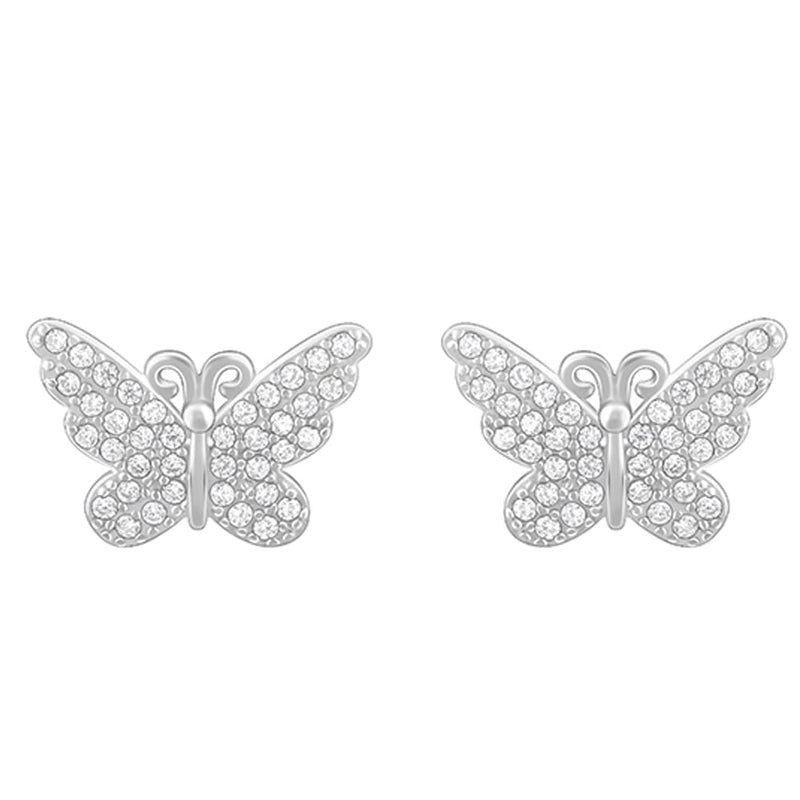 Giva 925 Sterling Silver Hypoallergenic Metal Zircon Butterfly Studs Earrings