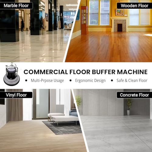 13 Inch Commercial Floor Buffer Machine Clean Buff Polish Includes Tank & Pads