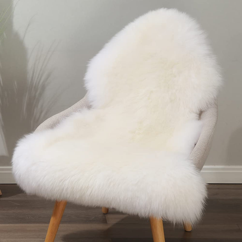 Ivory Sheepskin Area Rug - Premium Wool Lambskin 2 x 3 ft