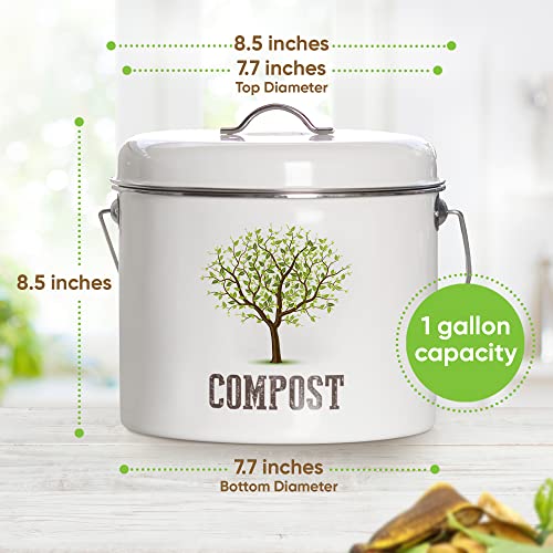 Third Rock 1.0 Gallon Kitchen Compost Bin Countertop Charcoal Filter Included