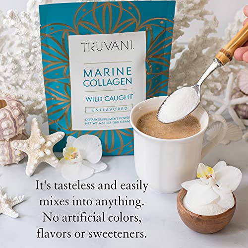 TRUVANI - Wild Caught Hydrolyzed Marine Collagen Protein Powder | Collagen Protein Supplement with Type 1,2 & 3 | Anti-Skin Aging | Non-GMO | Gluten Free Fish Collagen | 6.35 OZ