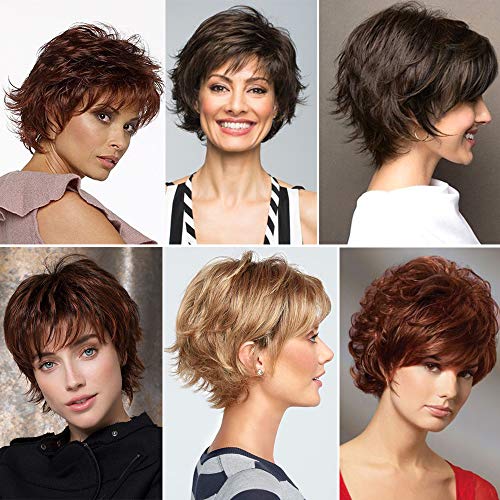 Blonde Unicorn Dark Brown Pixie Cut Wig for Women Short Bangs Remy Hair Blend