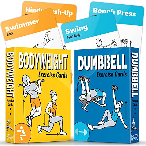 2 Pack Bodyweight & Dumbbell Workout Cards 100 Exercise Deck Fitness Training