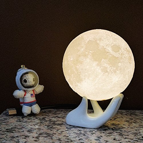 Mydethun Moon 3D Printed Lunar Lamp 3.5 Inch White & Yellow