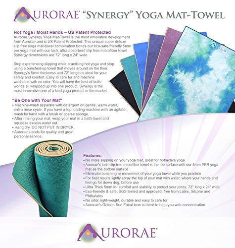 Aurorae Synergy 2in1 Yoga Mat-Towel Combo Non Slip 72x24