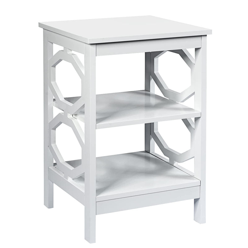 Kotek 3 Tier White Nightstand with Storage Shelves