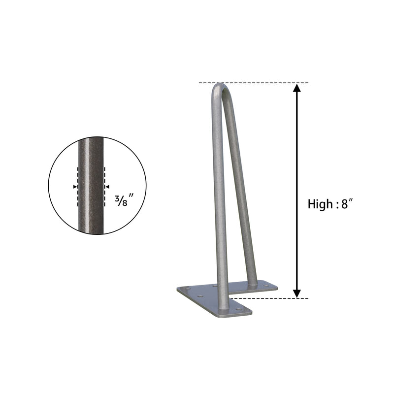 Smartstandard 8 Inch Heavy Duty Hairpin Furniture Legs Gray Floor Protectors