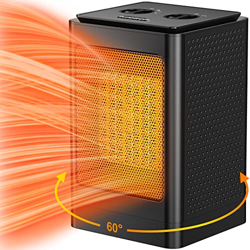 1500w Space Heater Portable 60° Oscillating Electric Heater for Bedroom Office