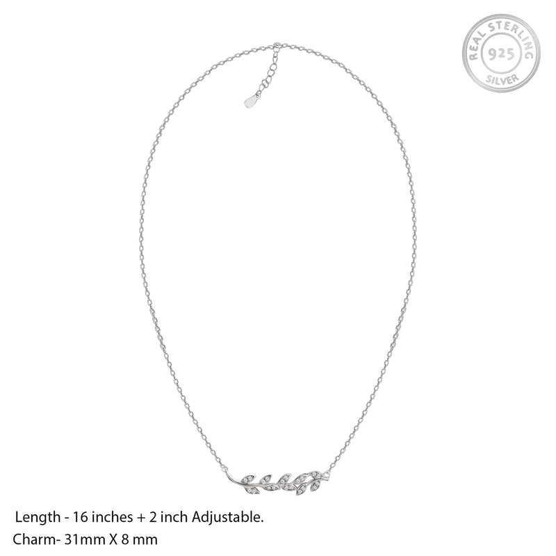 GIVA Hypoallergenic 925 Sterling Silver Leaf Necklace AAA+ Quality Zirconia Stone