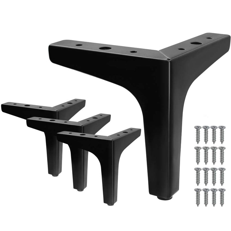 Seimneire 4pcs 6 Metal Furniture Legs Matte Black Triangle for Sofa Table Chair