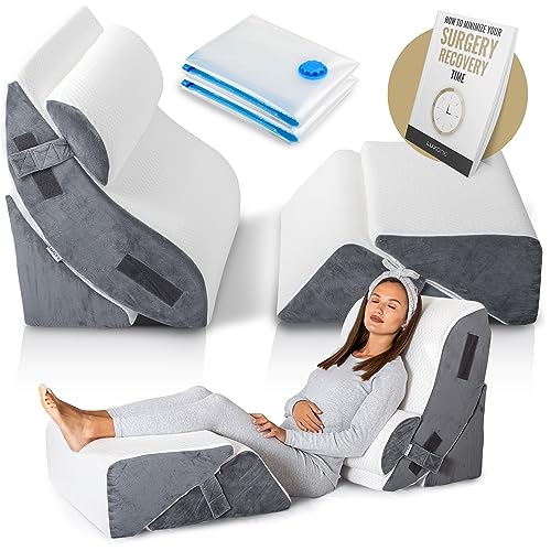 Luxone Orthopedic Bed Wedge Pillow Set 5pc Lumbar Support Memory Foam Adjustable