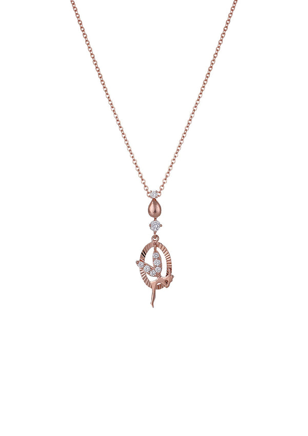 GIVA 925 Hypoallergenic Sterling Silver Rose Gold Zircon Fairy Pendant Chain