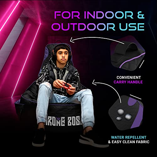 Black and Purple Gaming Bean Bag Chair for Adults Gamer Beanbag Gaming Chair (no filling)