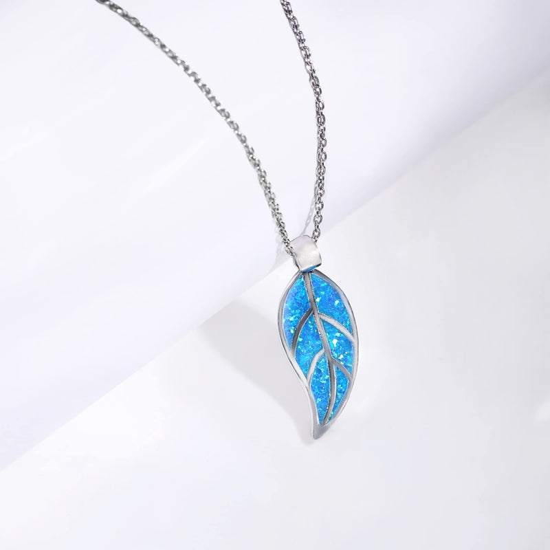 GIVA 925 Hypoallergenic Sterling Silver Mystic Blue Leaf Pendant with Link Chain for Women and Girls