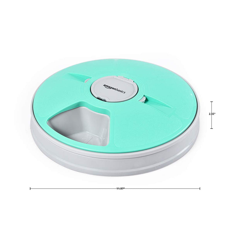 Amazon Basics Automatic Electronic Pet Feeder 6 Portions Plastic Teal 12x12x2.59