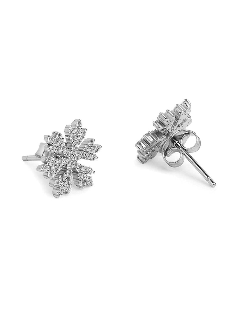 Giva 925 Sterling Silver Hypoallergenic Zirconia Stone Snowflake Stud Earrings