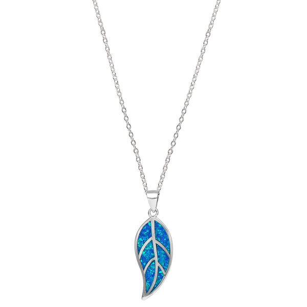 GIVA 925 Hypoallergenic Sterling Silver Mystic Blue Leaf Pendant with Link Chain for Women and Girls