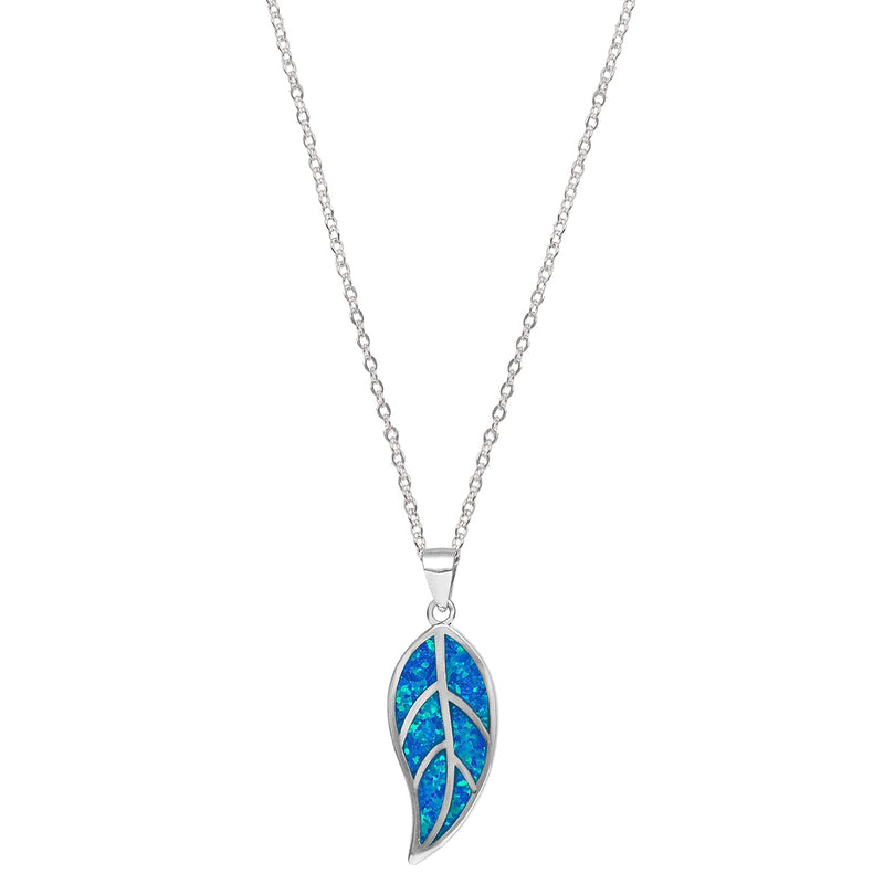 GIVA 925 Hypoallergenic Sterling Silver Mystic Blue Leaf Pendant with Link Chain for Women and Girls