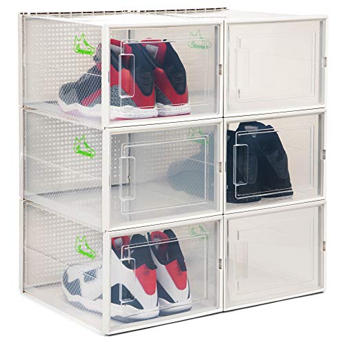 Shoepreem White Large 6 Pack 14.6 Inch Big Shoes & Sneakers Shoe Storage Boxes