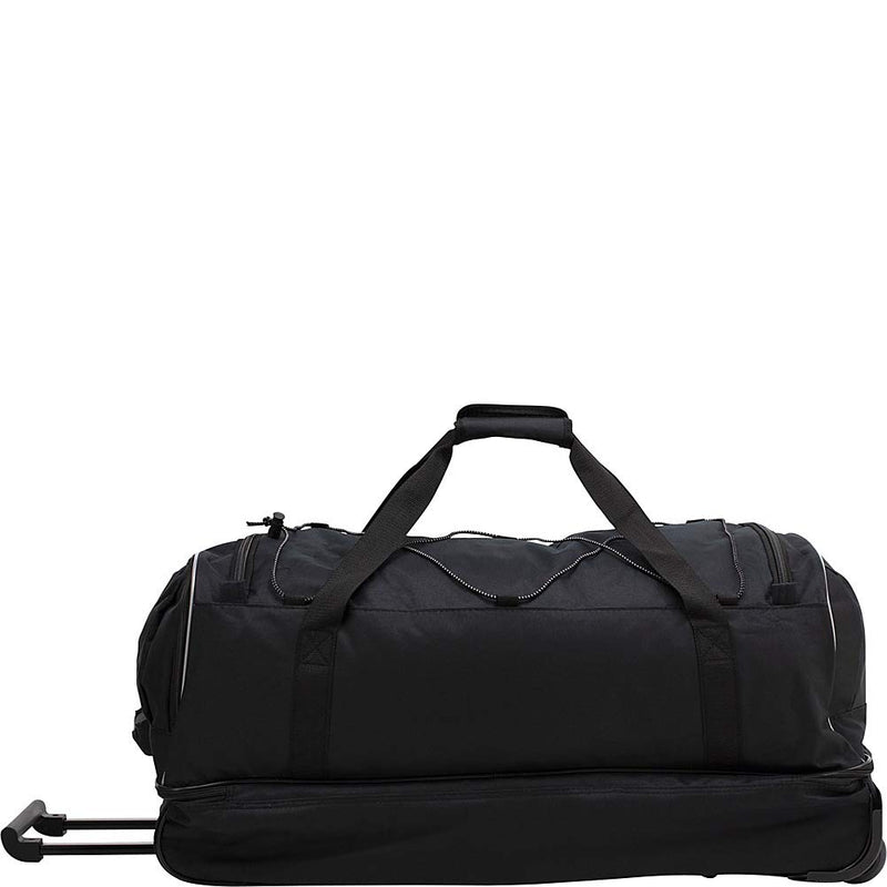 22-Inch Black Rolling Travel Duffel Bag with Wheels and Pockets