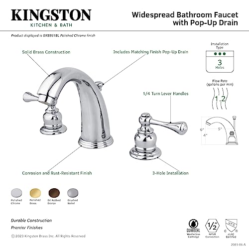 Kingston Brass Gkb982bl Vintage 8 Inch Widespread Lavatory Faucet Polished Brass