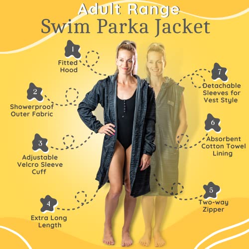 Schmik Unisex Swim Parka Water Resistant Warm Coat Adult Range Free Swim Bag