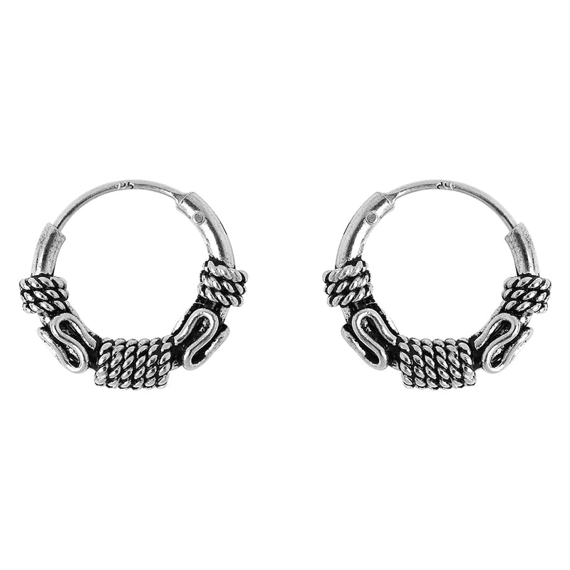 GIVA 925 Oxidised Silver Hypoallergenic Filigree Vintage Hoops Earrings | Anniversary Birthday Gifts for Women & Girls | 925 Stamp