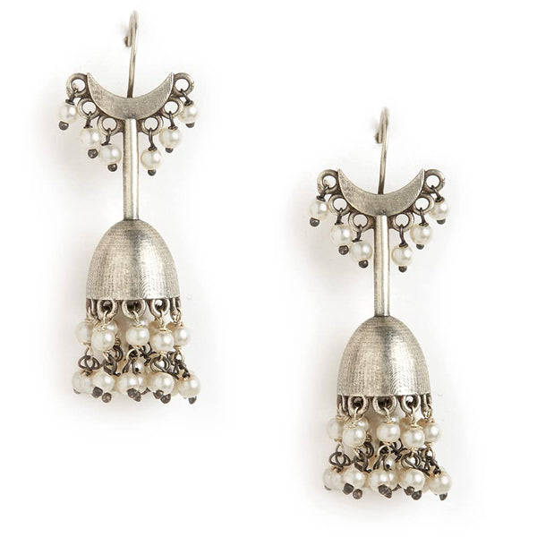 Binnis Wardrobe Silver Toned Contemporary Jhumkas Earrings