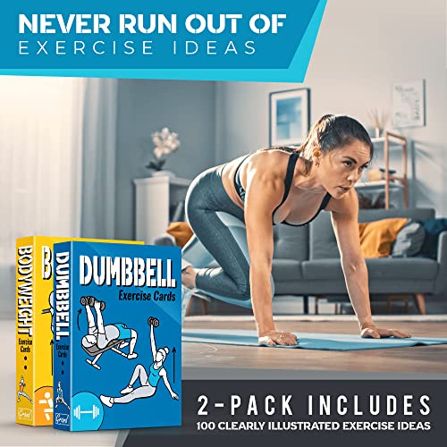 2 Pack Bodyweight & Dumbbell Workout Cards 100 Exercise Deck Fitness Training