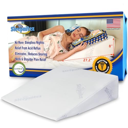 8-Inch Memory Foam Bed Wedge Pillow for Acid Reflux Relief