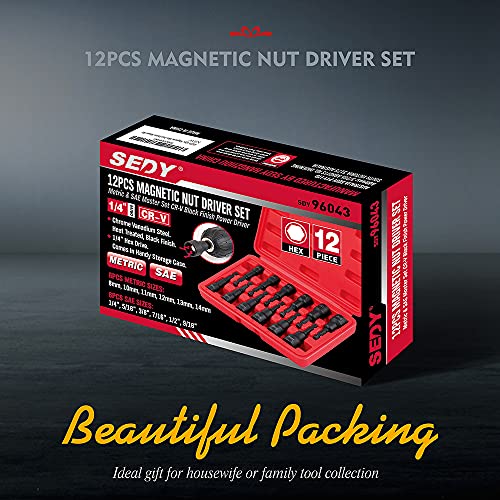 12-Piece Magnetic Nut Driver Set Premium Impact Power Hex Nut Driver Drill Bit Master