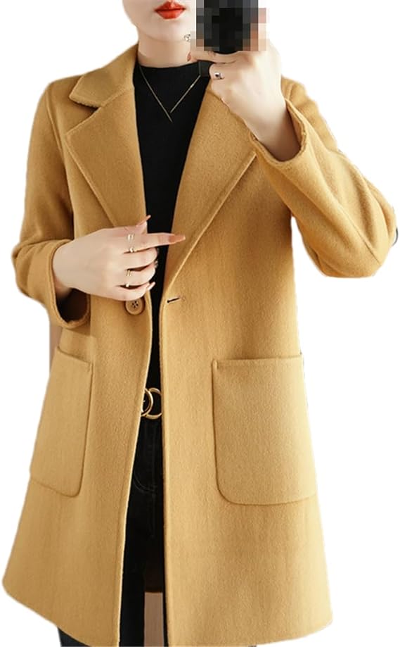 Adhdyuu kids Solid With Pocket Wool Mid-Length Coat Lapel Vintage Casual Suit Jacket Autumn Winter