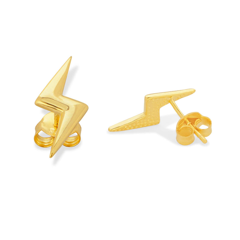 Giva 925 Sterling Silver Golden Lightning Bolt Stud Earrings