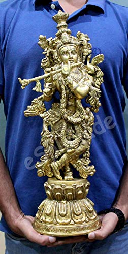 Esplanade 21 Brass Radha Krishna Statue Antique Finish Idol Sculpture