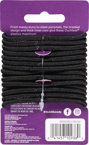 Goody Womens Ouchless Braided Elastics Black 15 Count