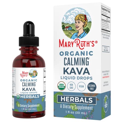 MaryRuth Organics, Herbal Supplement Drop, Calmness & Relaxation, Pack of 1, USDA Kava Root, Sugar/Gluten Free, Support Sleep, Calm & Stress Relief, Vegan, Non-GMO, 30 Servings