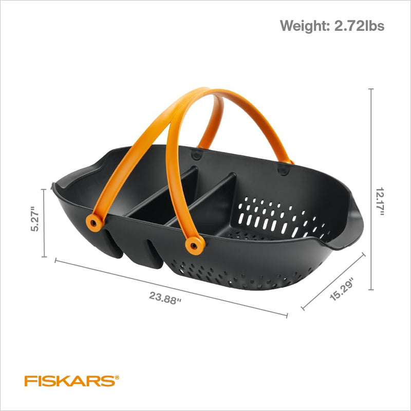 Fiskars Black Harvest Basket with Ergonomic Handles