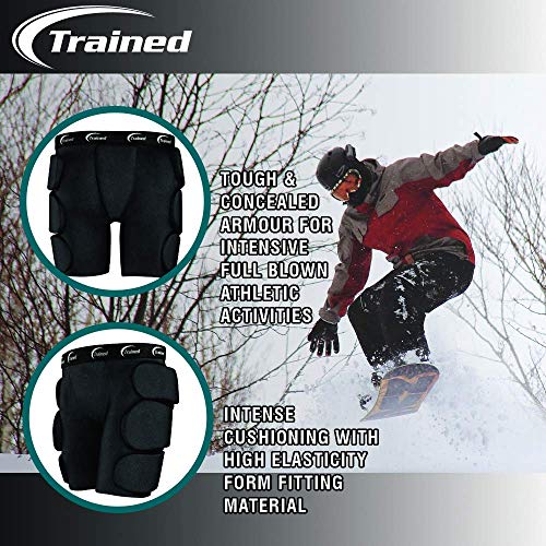 Trained Padded Protective Shorts for Snowboarding Skiing Skating Black Large