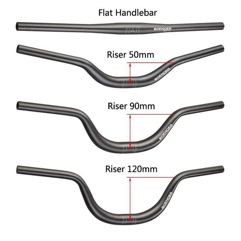 Boenoea Black Aluminum Bike Riser Handlebar 31.8mm 620mm