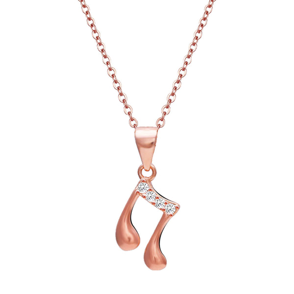 GIVA Women's 925 Sterling Silver Rose Gold Music Pendant with Link Chain Necklace to Gift With Certificate of Authenticity and 925 Hallmark